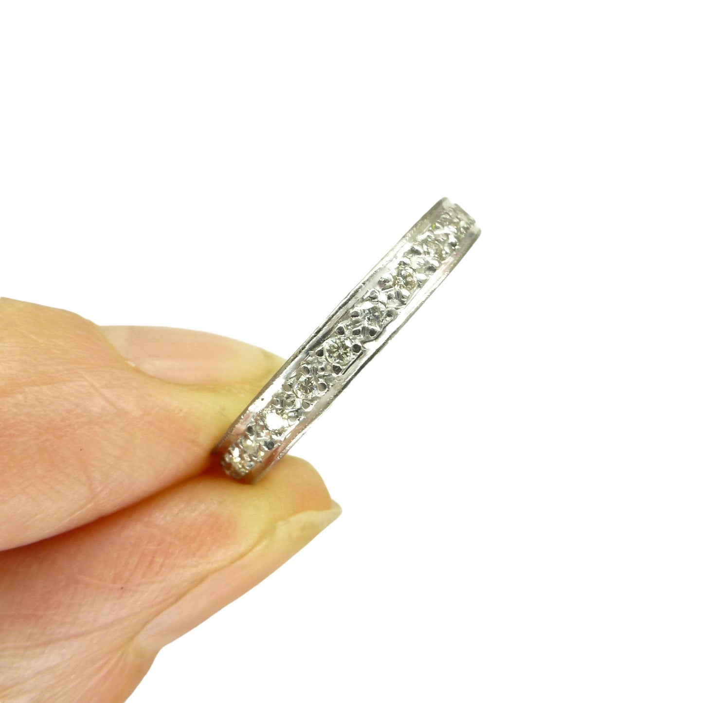 Art Deco platinum natural Diamond full eternity wedding band size O/7