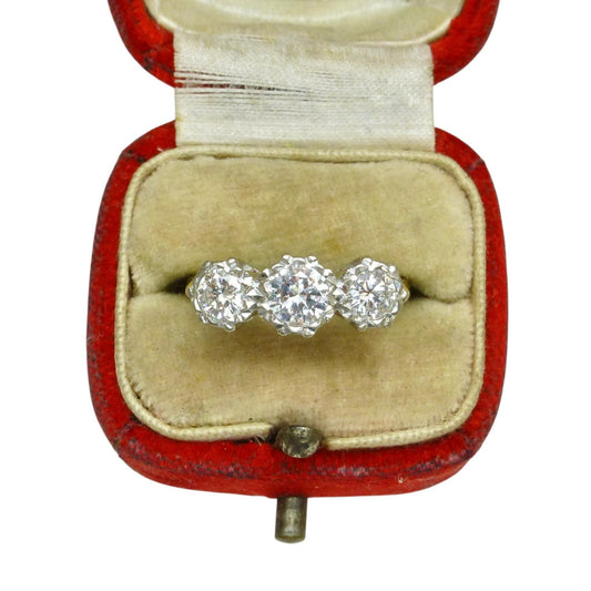 Vintage 18ct natural diamond three stone trilogy ring 0.83ct. Dated 1975 + Independent valuation