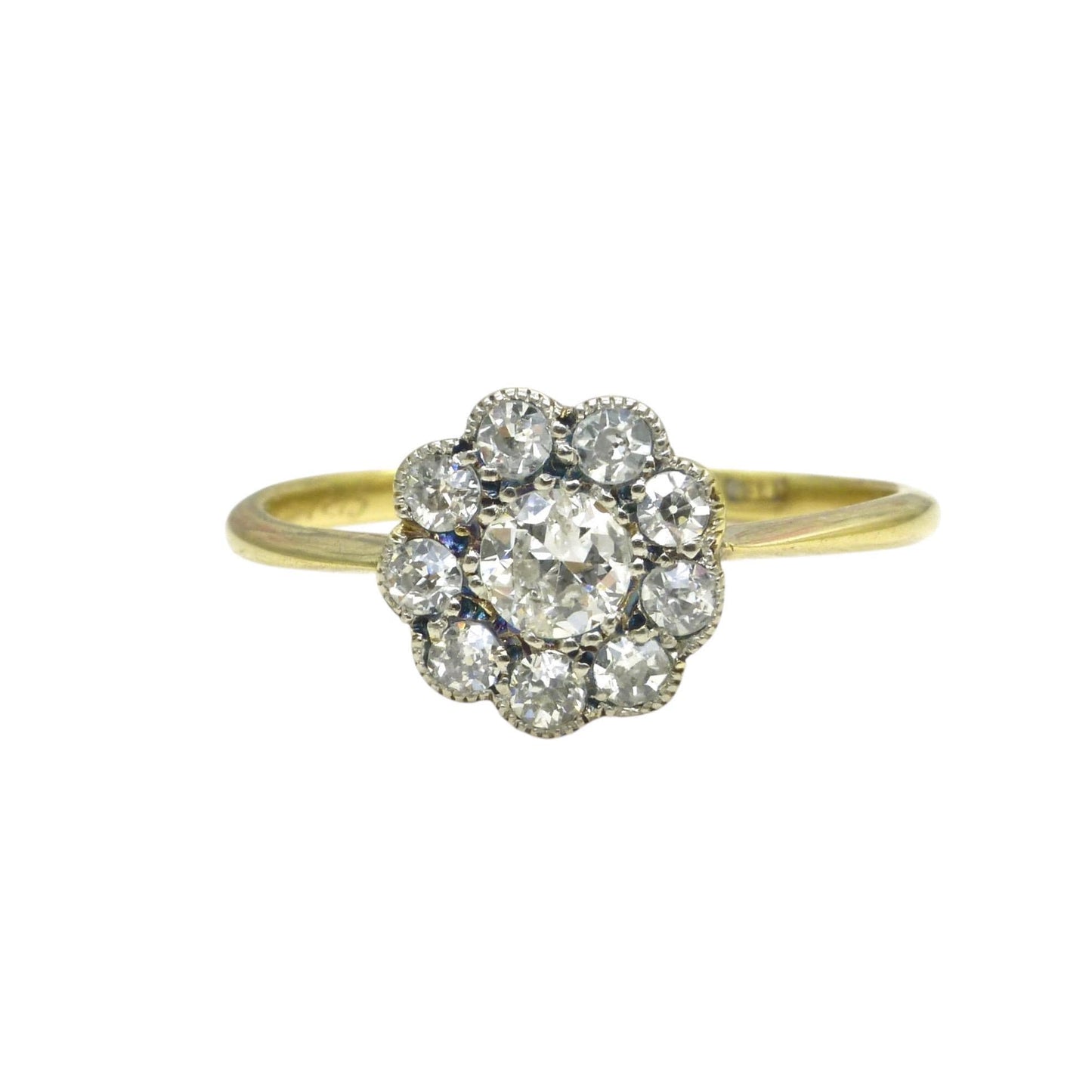 Antique 18ct Platinum old cut diamond daisy cluster ring 0.50ct c1900-1910's