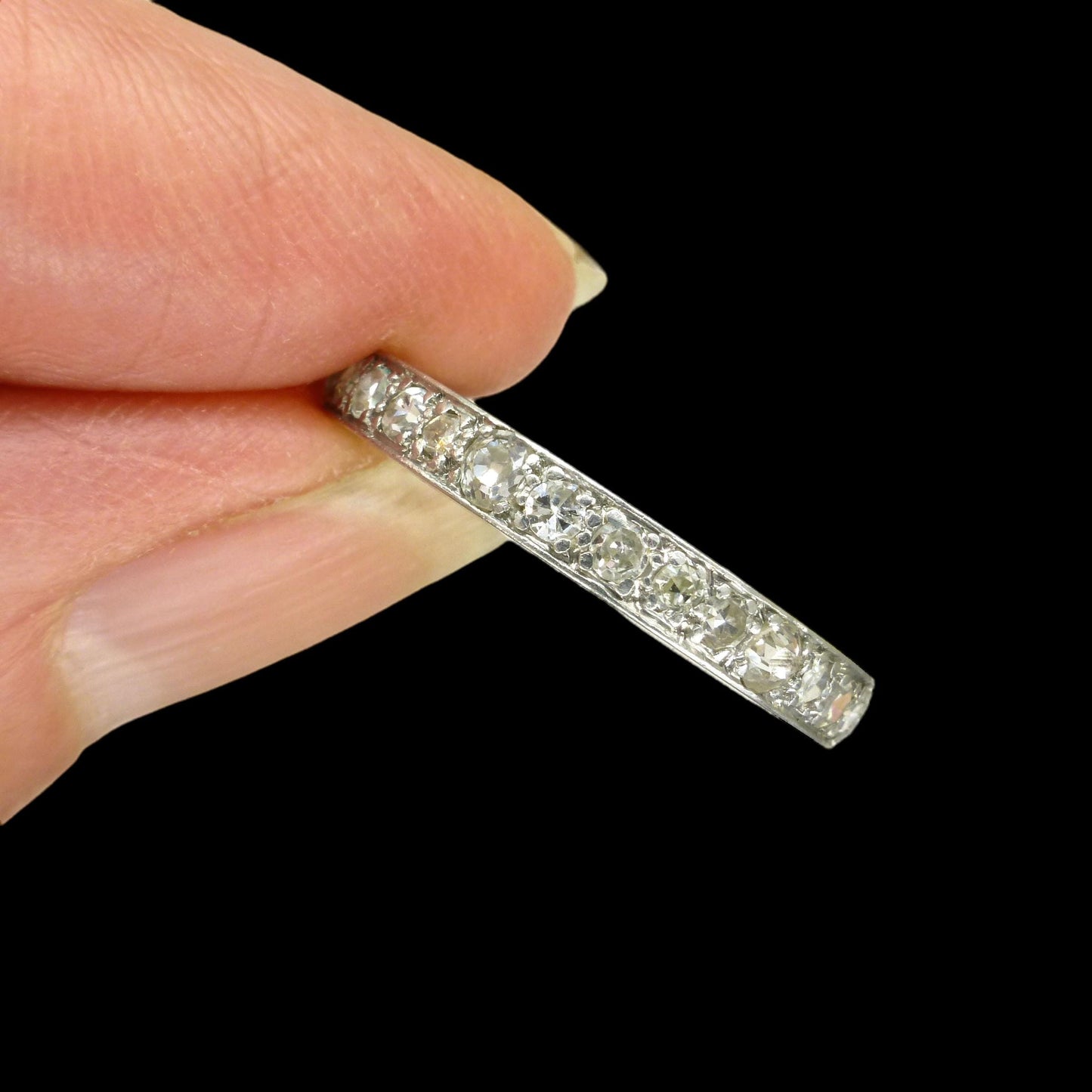 Antique platinum natural Diamond full eternity wedding band 0.90ct ~ size N.5 - 6.75