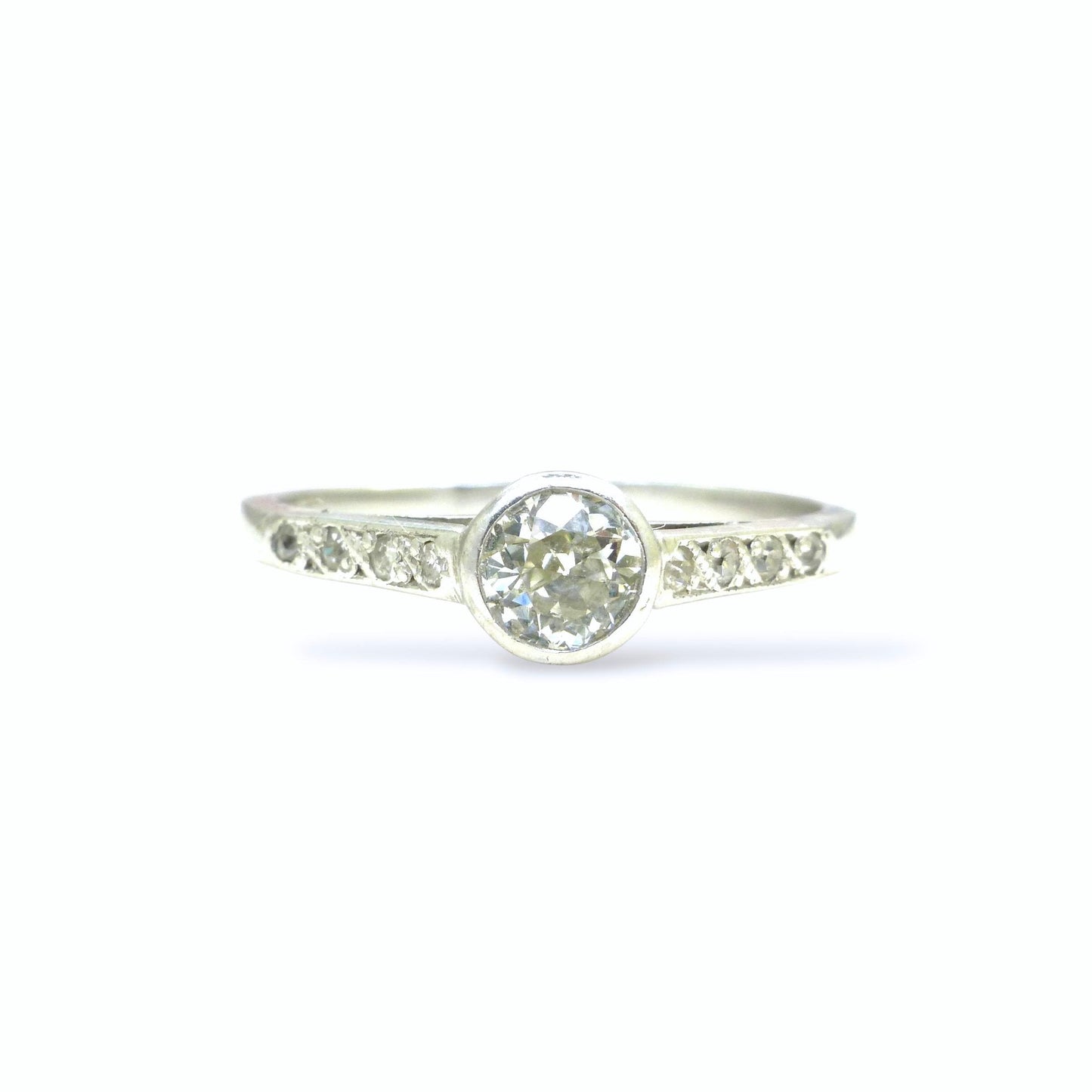 Antique Platinum old European cut diamond solitaire ring 0.45ct c1910's