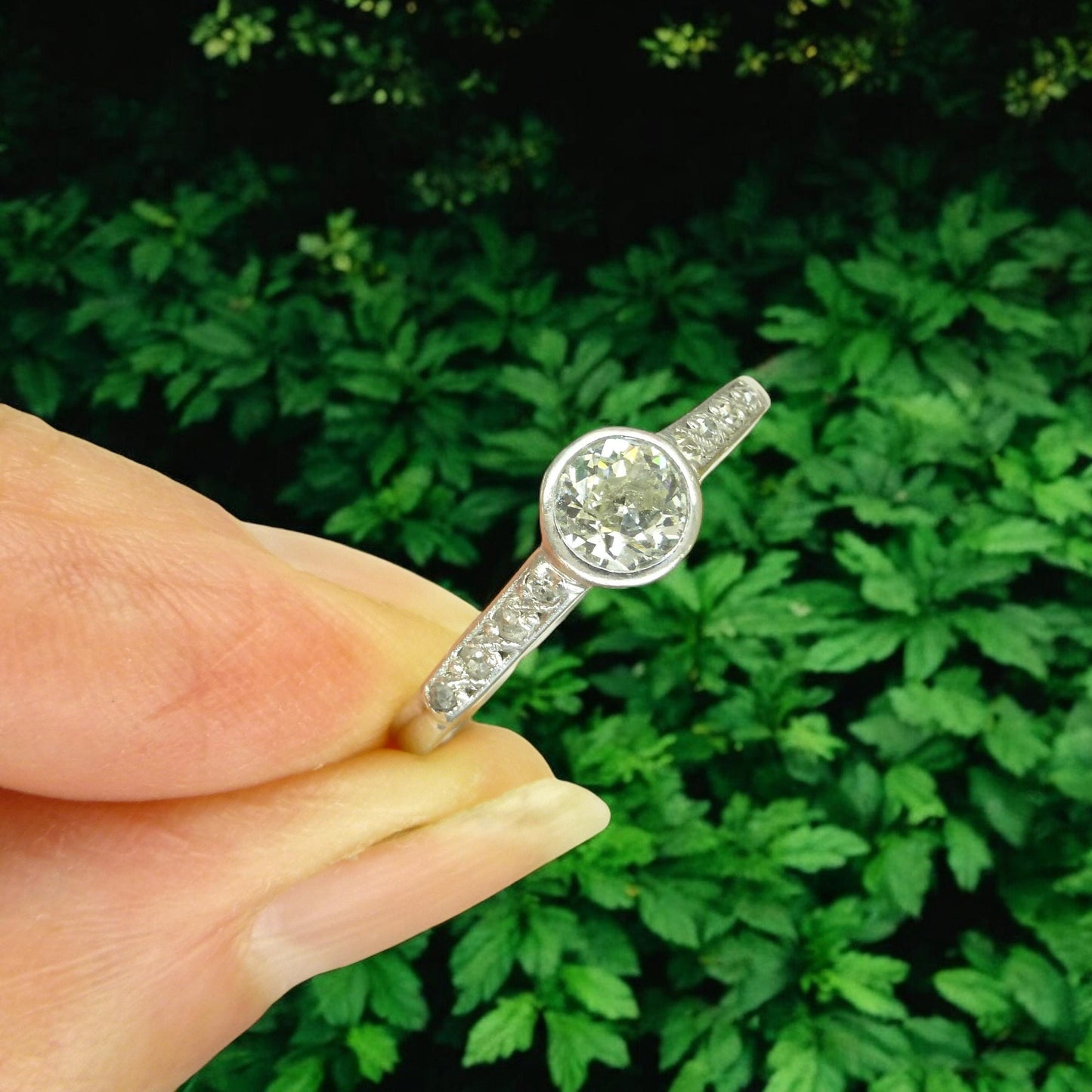 Antique Platinum old European cut diamond solitaire ring 0.45ct c1910's