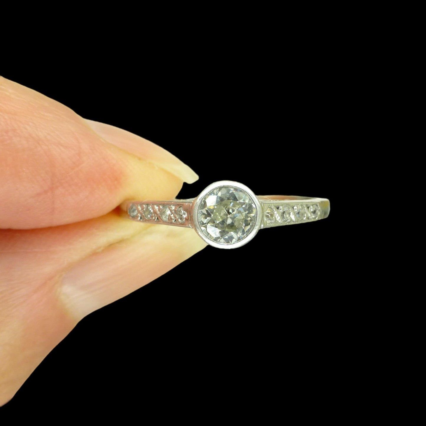 Antique Platinum old European cut diamond solitaire ring 0.45ct c1910's