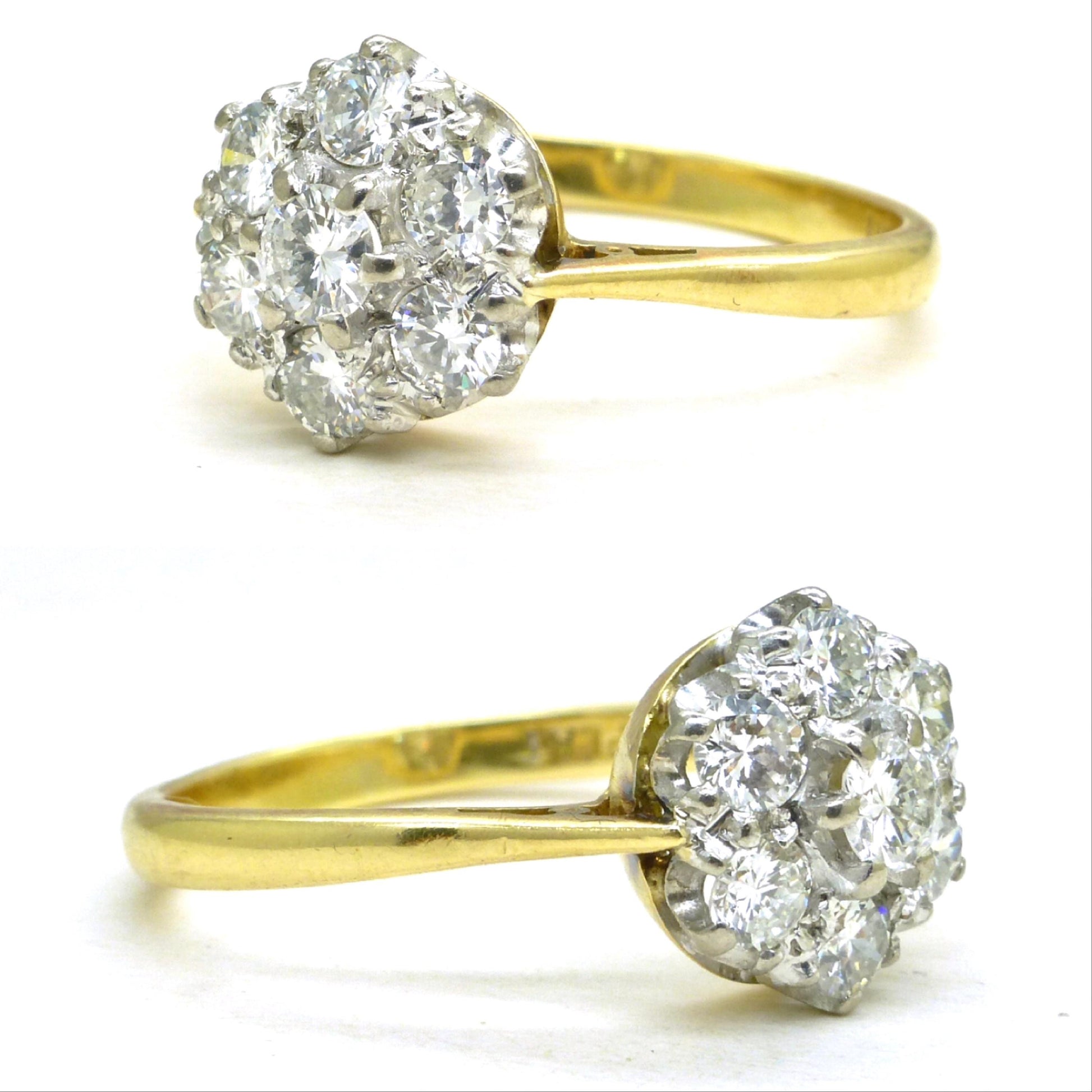 Vintage 18ct platinum natural diamond cluster halo ring 0.77ct c1960's