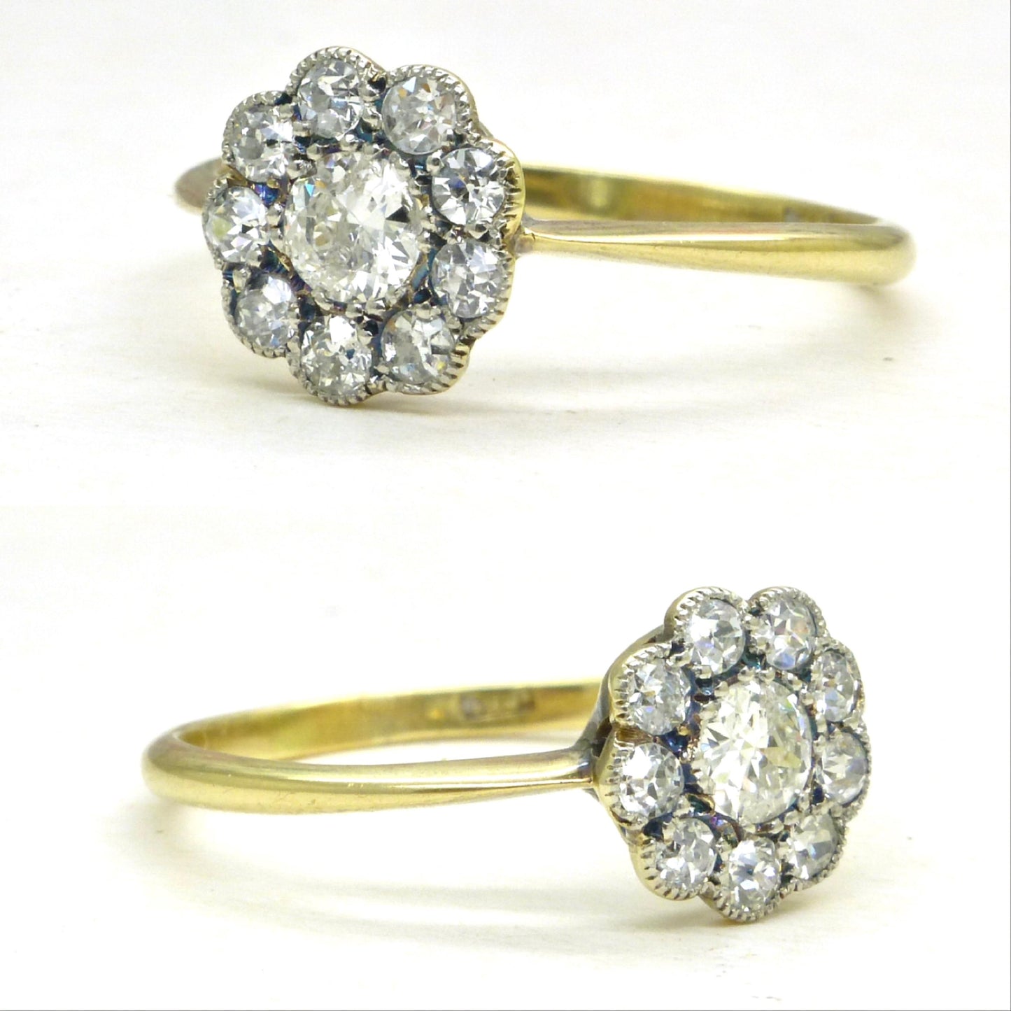 Antique 18ct Platinum old cut diamond daisy cluster ring 0.50ct c1900-1910's