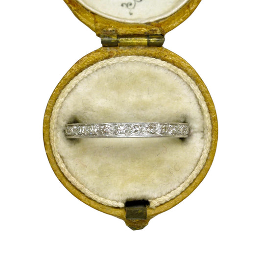 Antique platinum Diamond full Eternity Ring - Wedding Band 1920s, Size J 1/2 - 5