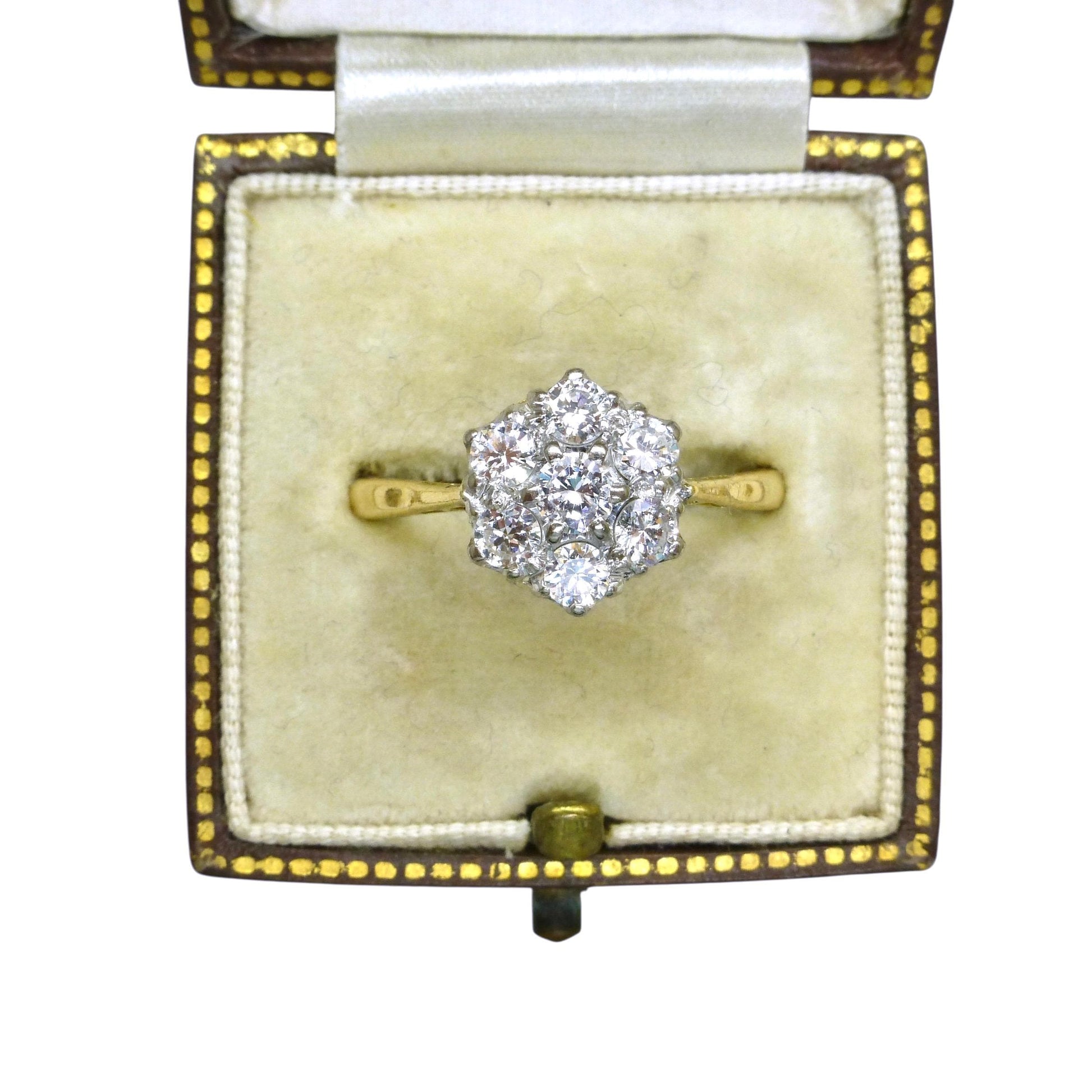 Vintage 18ct platinum natural diamond cluster halo ring 0.77ct c1960's