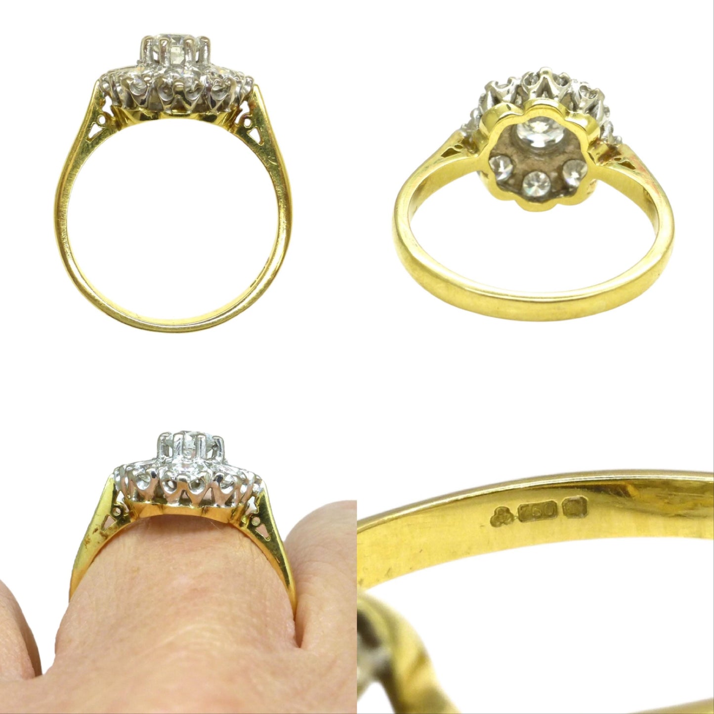 Vintage 18ct Platinum diamond cluster engagement ring 1.07 carat ~ With Valuation