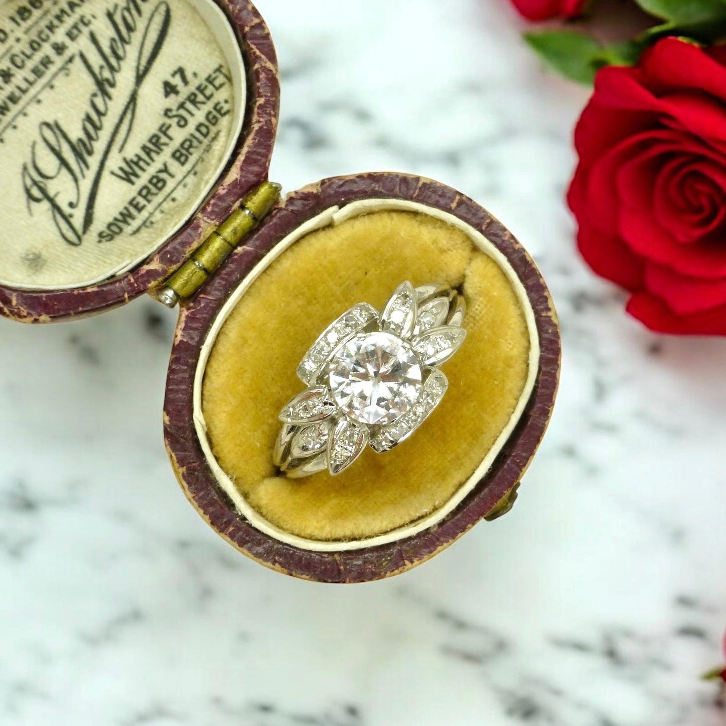 Vintage Art Deco platinum natural diamond solitaire ring 0.85ct c1930's ~ 1940's