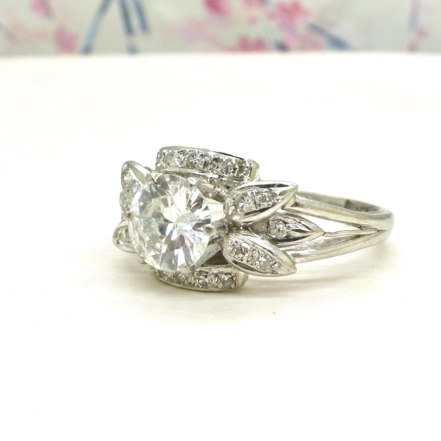 Vintage Art Deco platinum natural diamond solitaire ring 0.85ct c1930's ~ 1940's