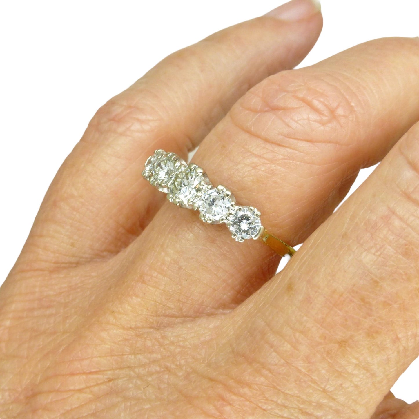 Vintage 18ct natural brilliant cut diamond five stone ring 1.00ct