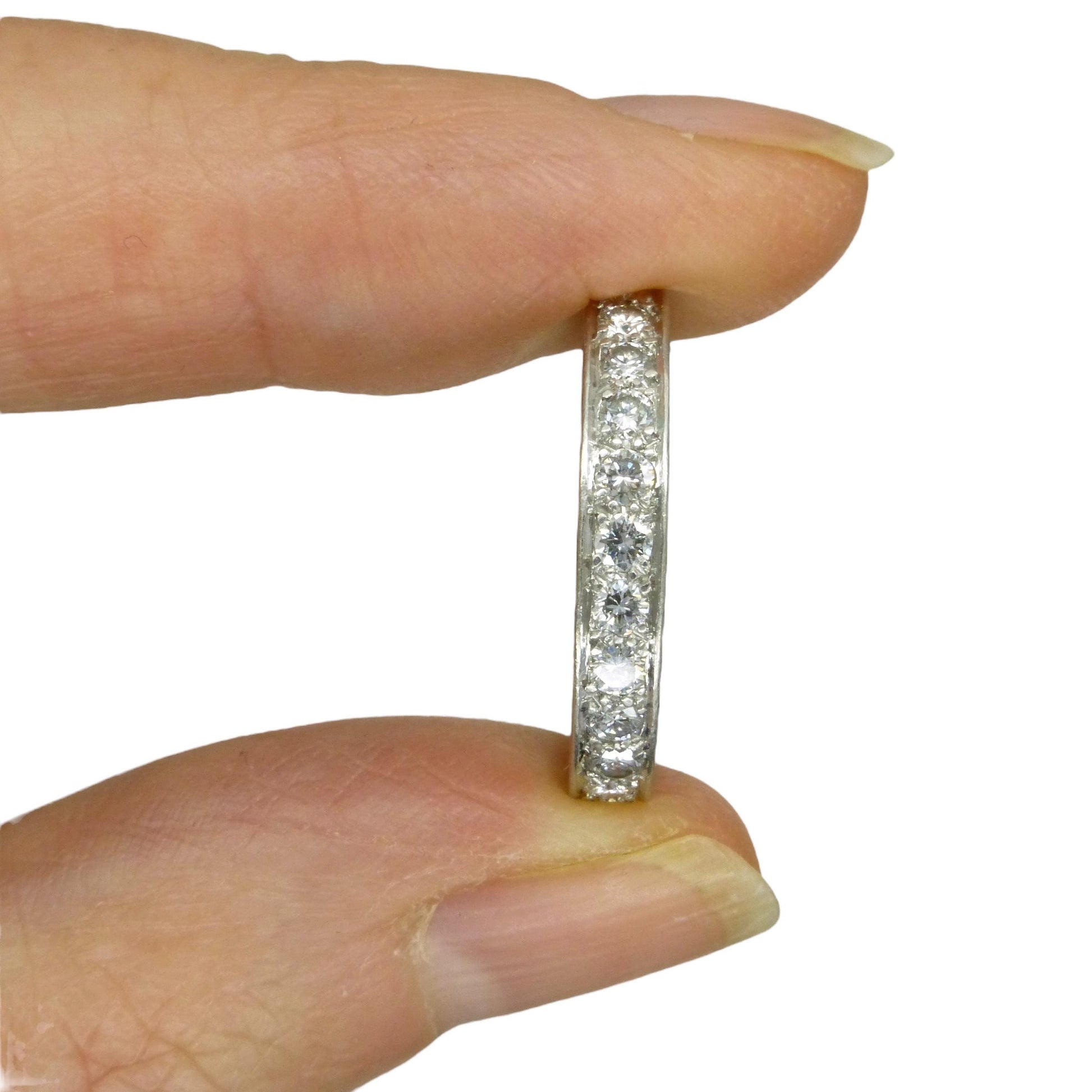 Antique platinum natural Diamond full eternity wedding band 1.04ct ~ size M - 6