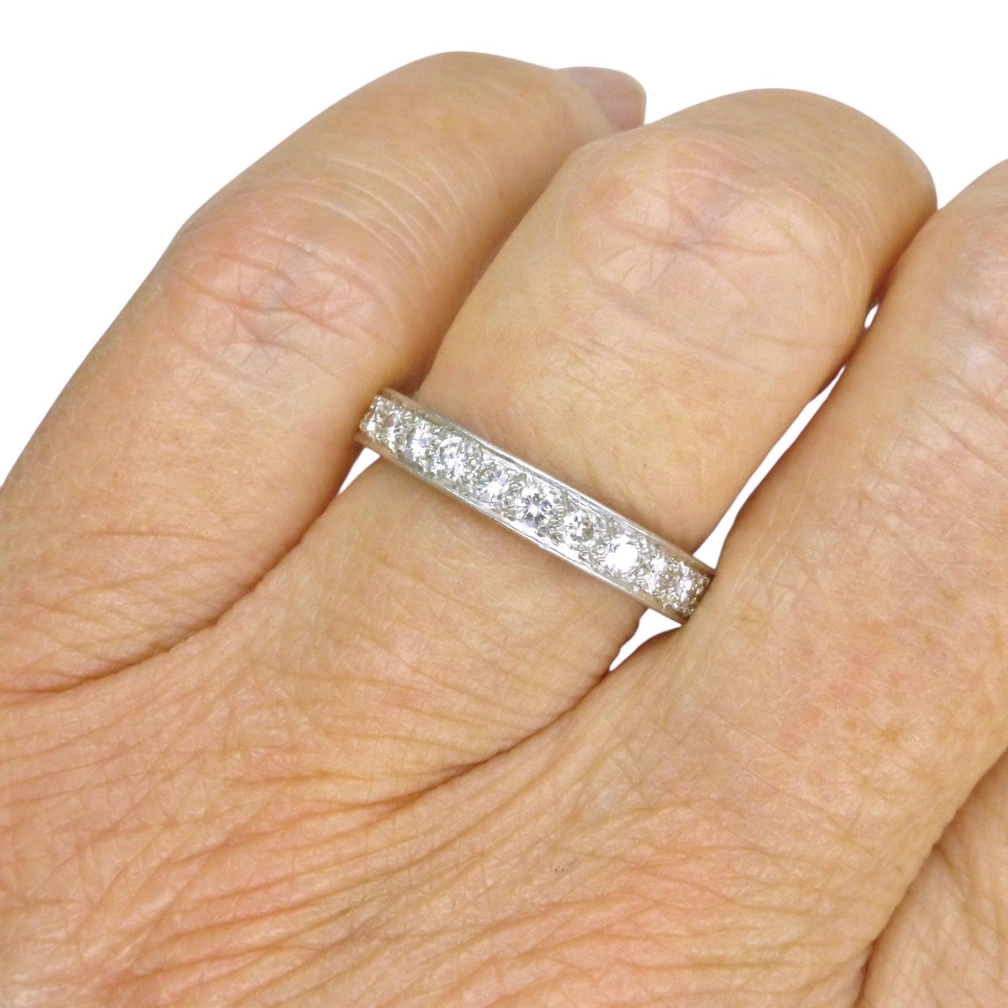 Antique platinum natural Diamond full eternity wedding band 1.04ct ~ size M - 6