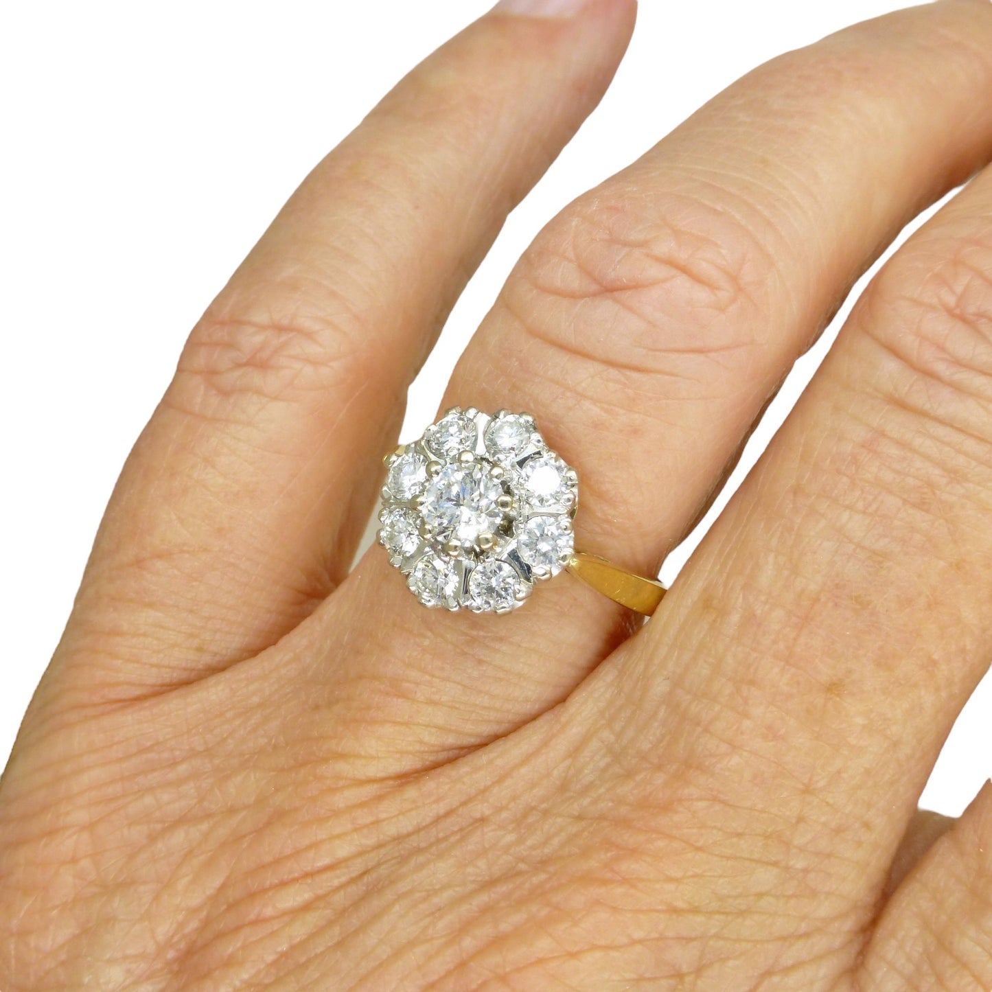Vintage 18ct Platinum diamond cluster engagement ring 1.07 carat ~ With Valuation