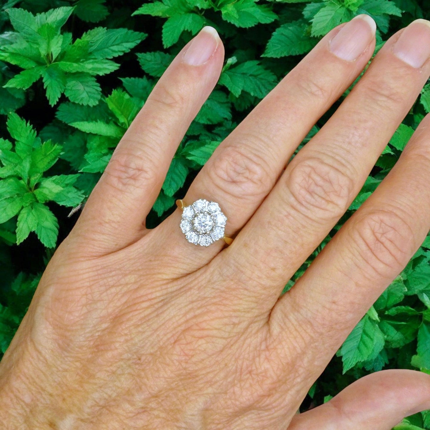 Vintage 18ct Platinum diamond cluster engagement ring 1.07 carat ~ With Valuation