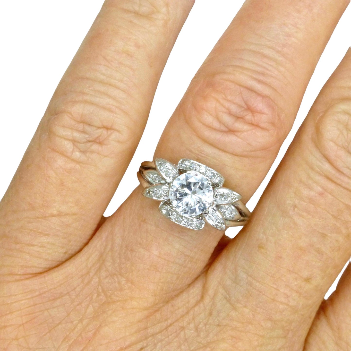 Vintage Art Deco platinum natural diamond solitaire ring 0.85ct c1930's ~ 1940's