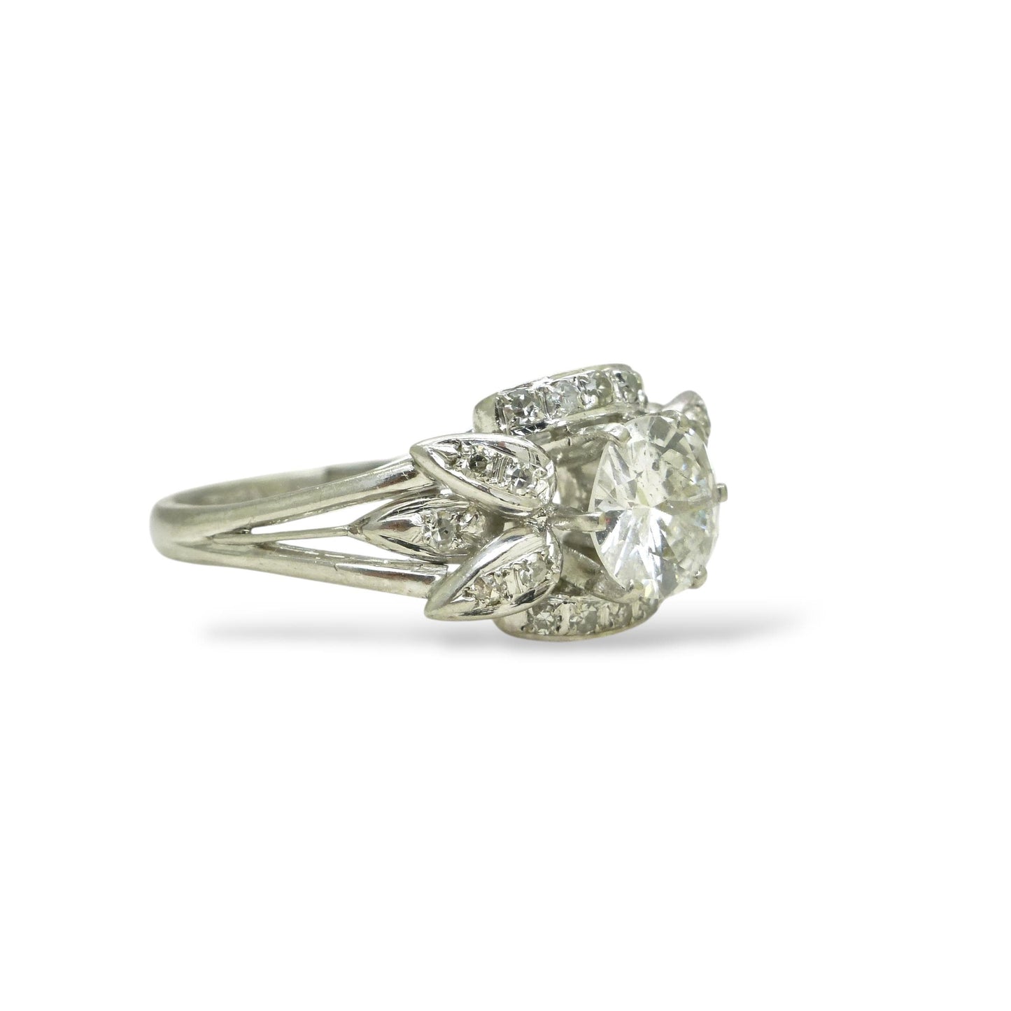 Vintage Art Deco platinum natural diamond solitaire ring 0.85ct c1930's ~ 1940's