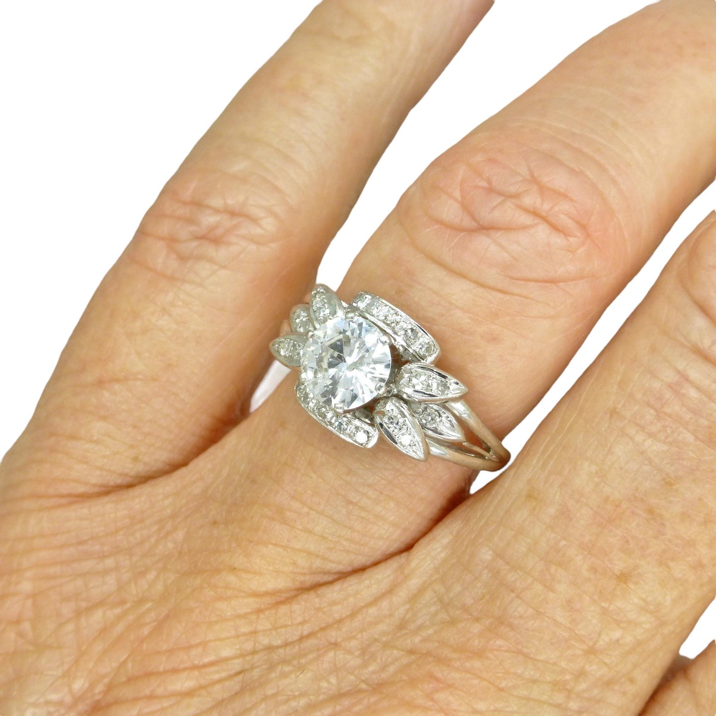 Vintage Art Deco platinum natural diamond solitaire ring 0.85ct c1930's ~ 1940's