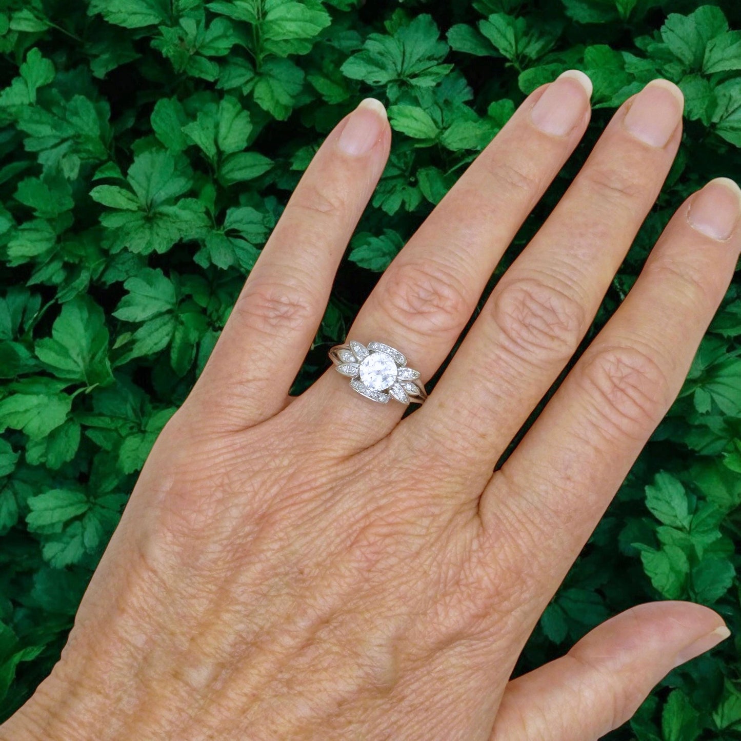 Vintage Art Deco platinum natural diamond solitaire ring 0.85ct c1930's ~ 1940's