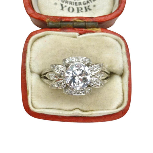 Vintage Art Deco platinum natural diamond solitaire ring 0.85ct c1930's ~ 1940's