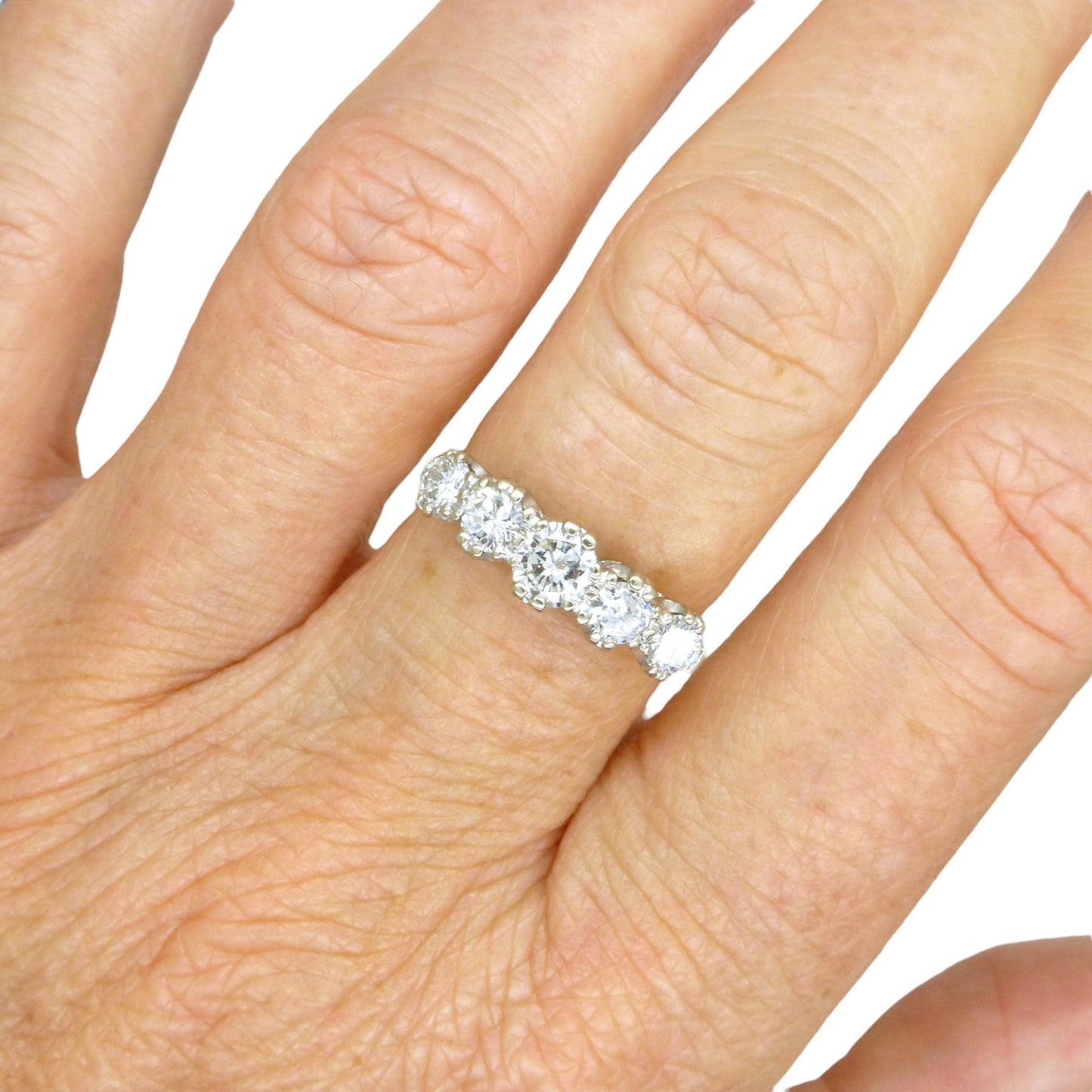 Vintage 18ct natural brilliant cut diamond five stone ring 1.00ct
