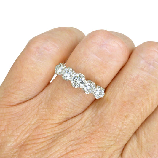 Vintage 18ct natural brilliant cut diamond five stone ring 1.00ct