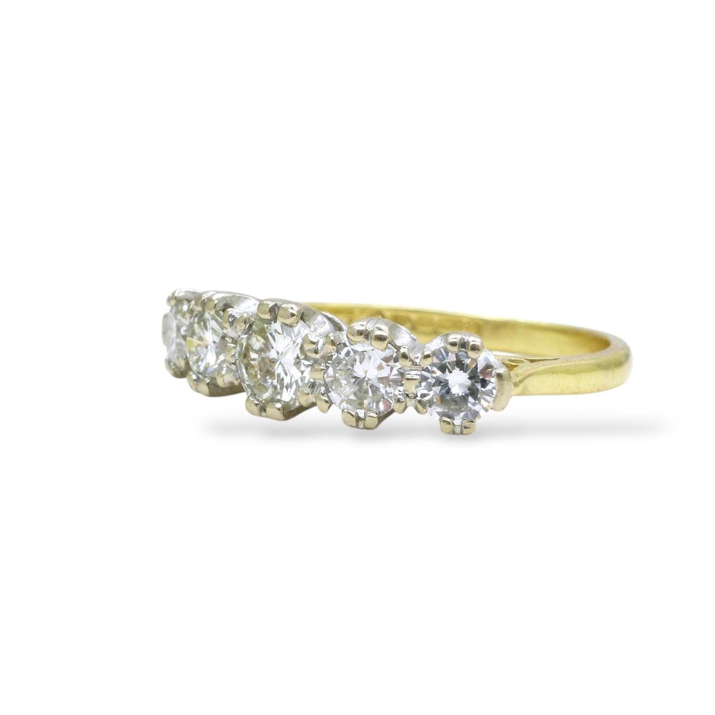 Vintage 18ct natural brilliant cut diamond five stone ring 1.00ct