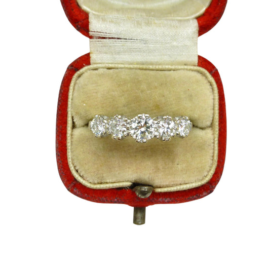 Vintage 18ct natural brilliant cut diamond five stone ring 1.00ct