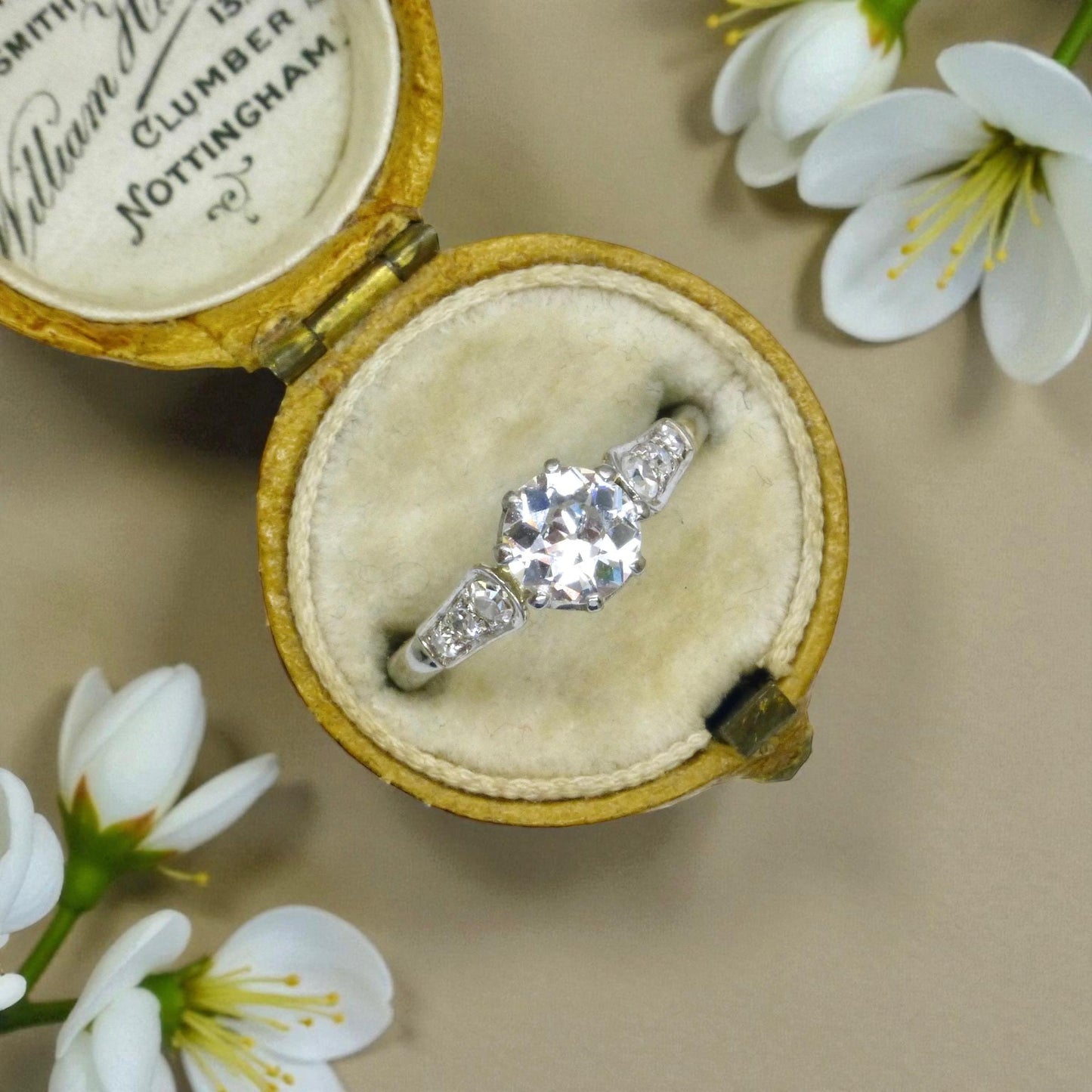 Antique old European cut diamond solitaire ring ~ 18ct white gold & Platinum 0.64ct ~ With Valuation.