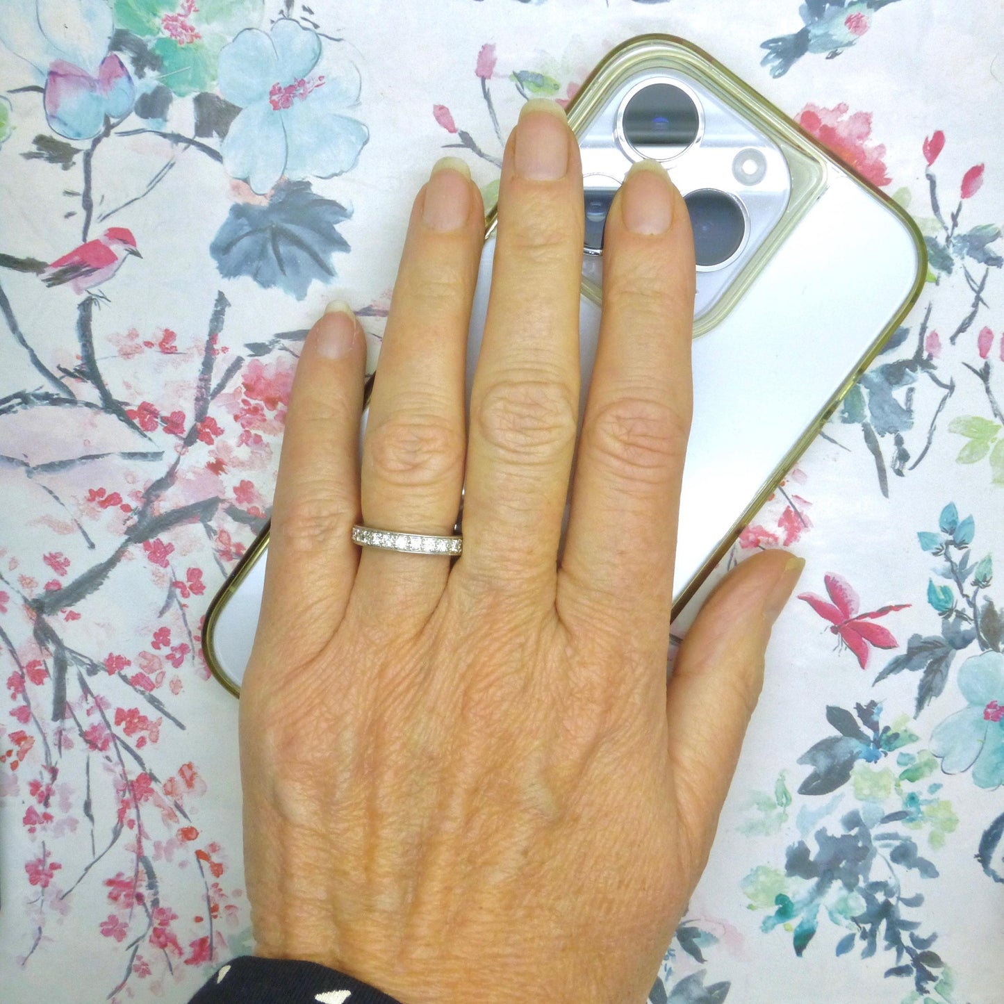 Antique platinum natural Diamond full eternity wedding band 1.04ct ~ size M - 6