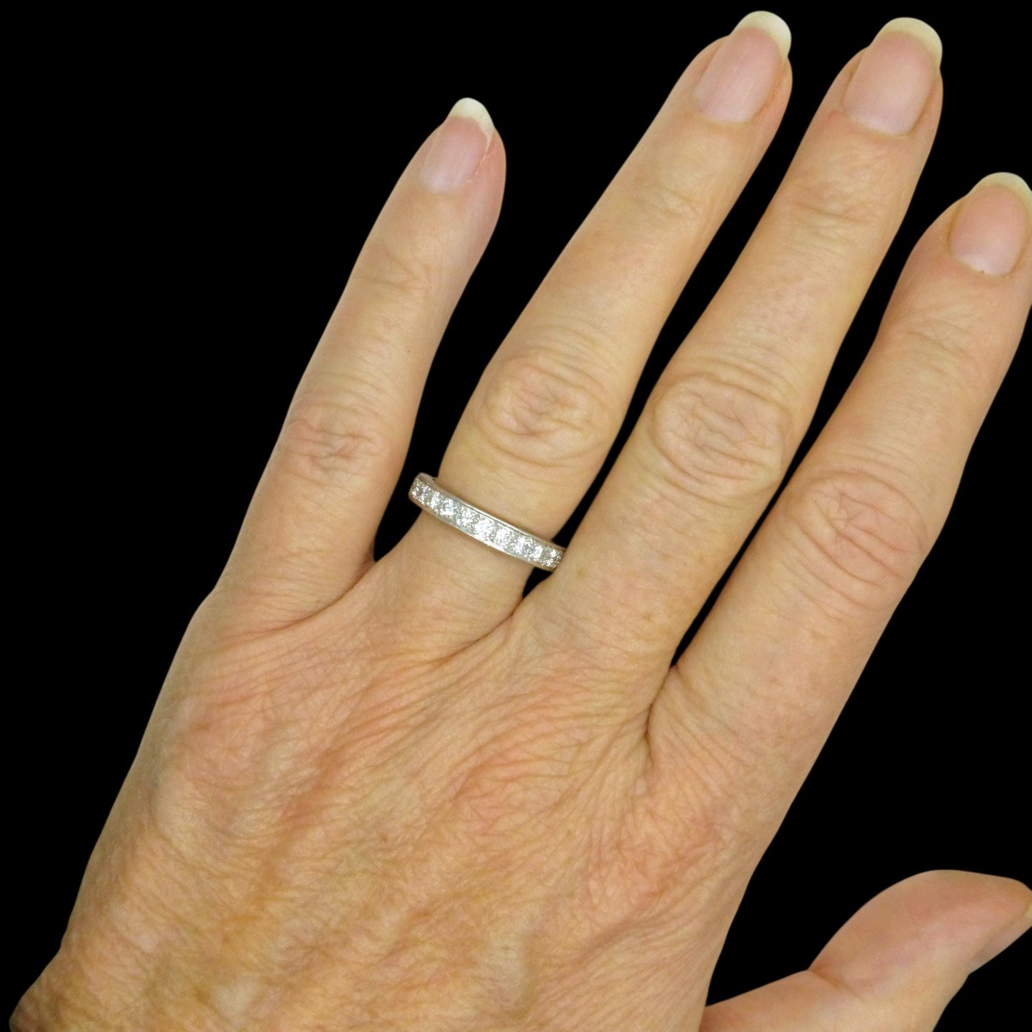 Antique platinum natural Diamond full eternity wedding band 1.04ct ~ size M - 6