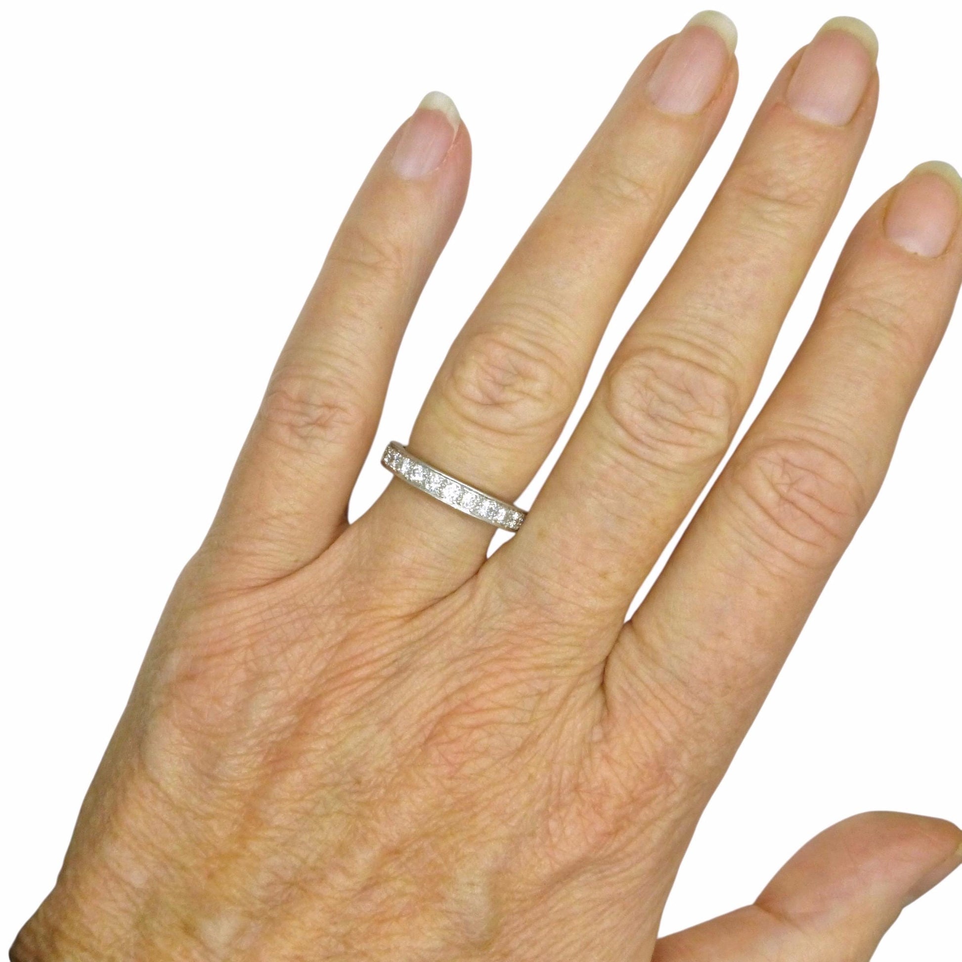 Antique platinum natural Diamond full eternity wedding band 1.04ct ~ size M - 6