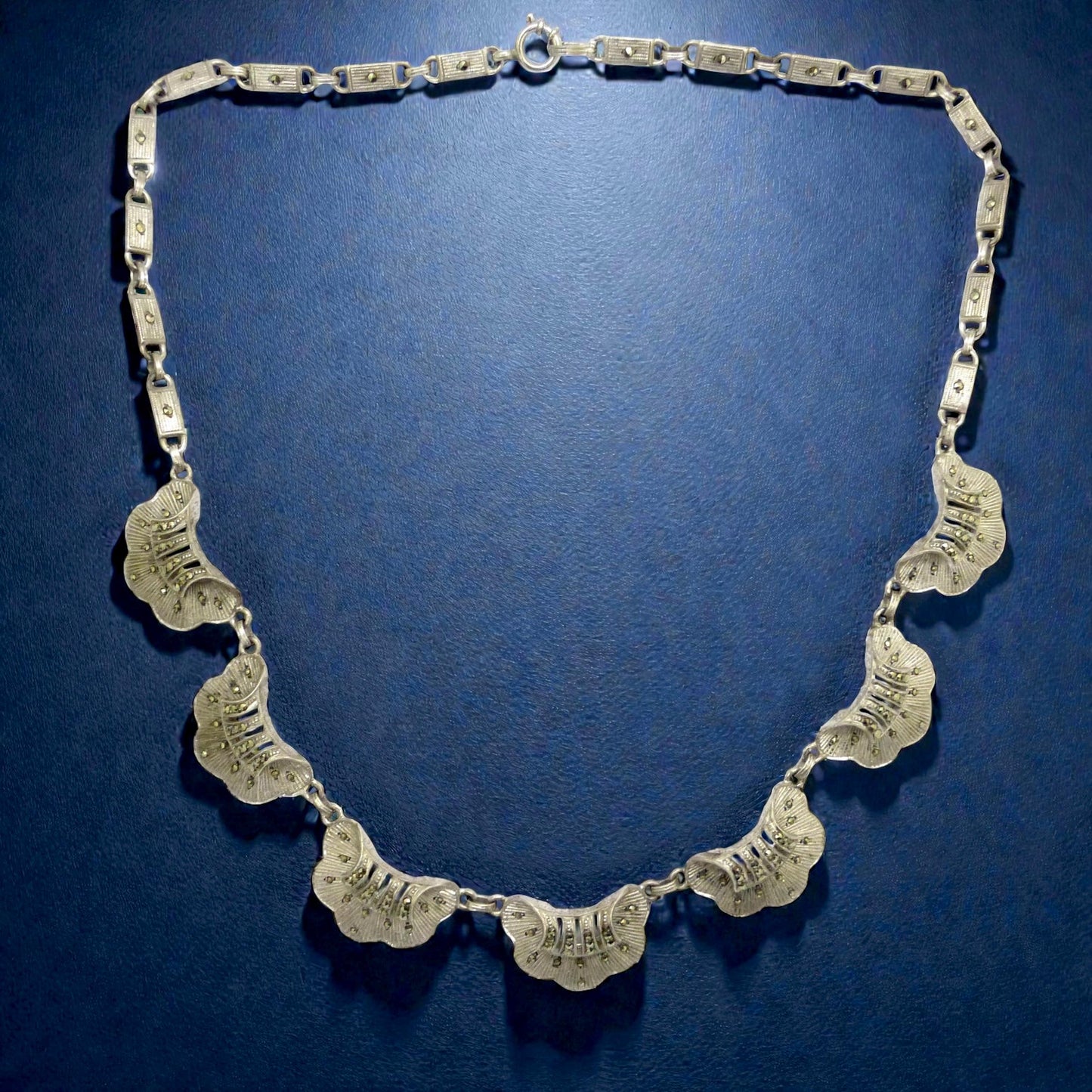 Original Vintage Theodor Fahrner signed Art Deco marcasite necklace c1930's