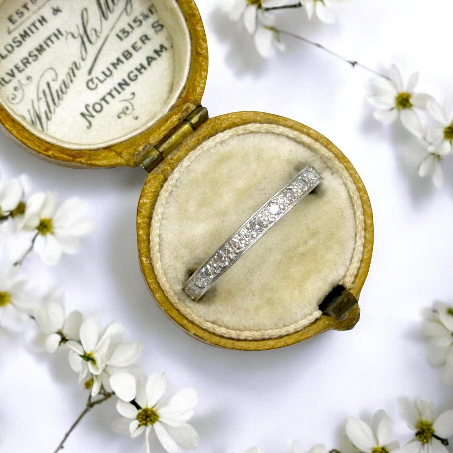 Art Deco Platinum Diamond Eternity Ring - Wedding Band 1920s, Size L 1/2