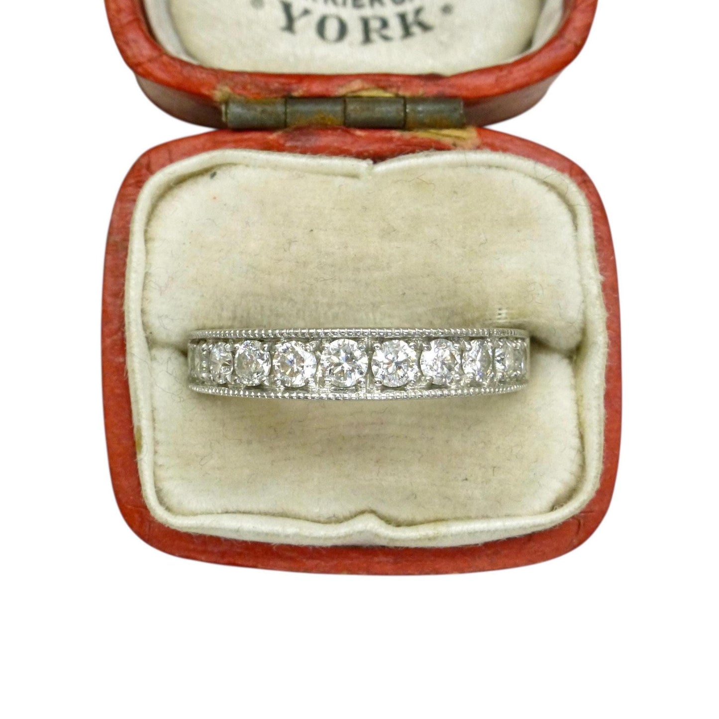 Vintage Platinum natural Diamond pave set half eternity wedding ring 0.50ct