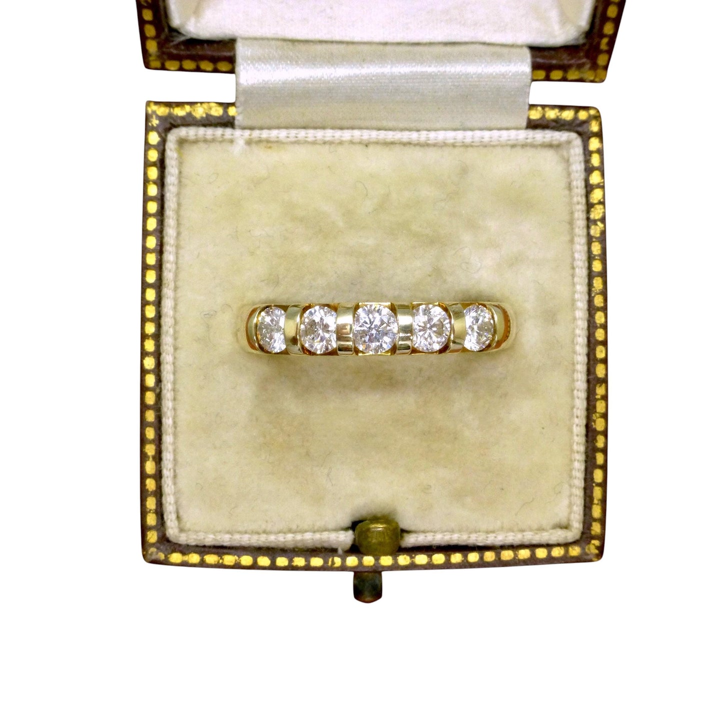 Vintage 9ct gold natural Diamond five stone half eternity - wedding band 0.75ct
