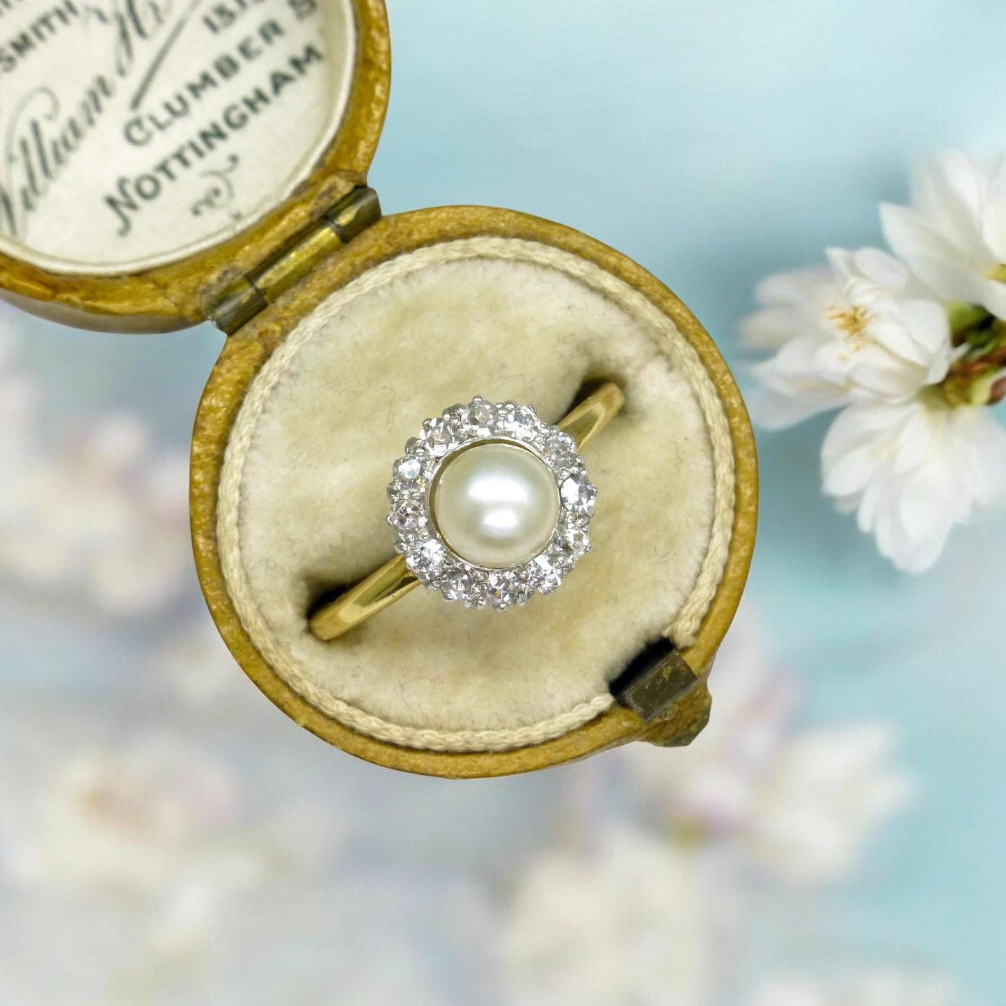 Antique Edwardian Pearl Diamond Daisy Cluster Ring - 18ct Gold & Platinum - Engagement - Anniversary