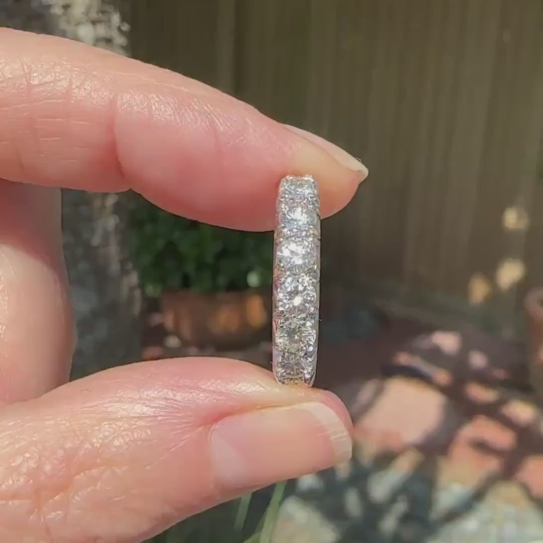 Vintage 18ct white gold natural diamond seven stone ring 1.36ct ~ Independent Valuation