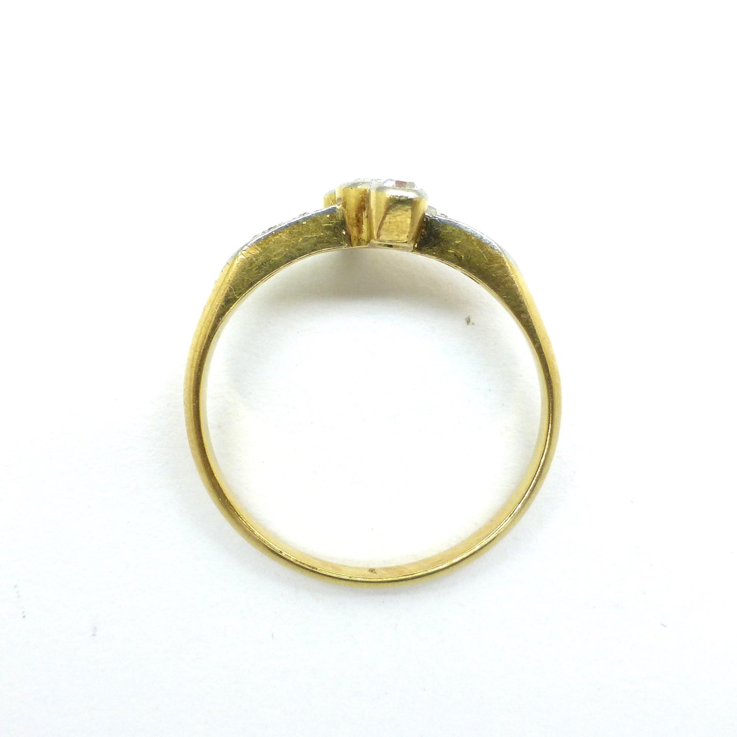 Antique Edwardian 18ct old cut diamond trilogy ring c1910's