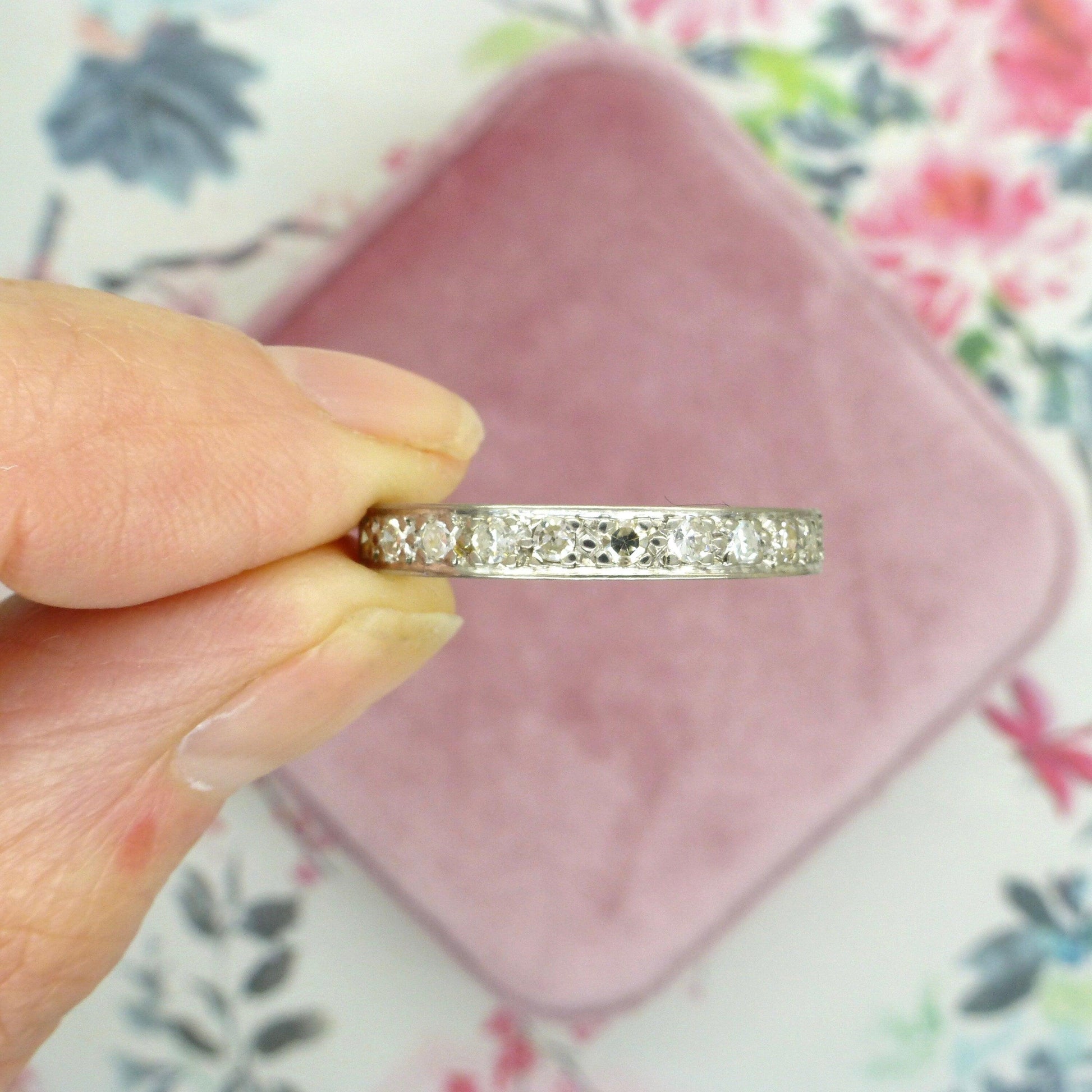 Vintage 18ct white gold Diamond half eternity ring 0.33ct ~ size P 1/2 / 7.75
