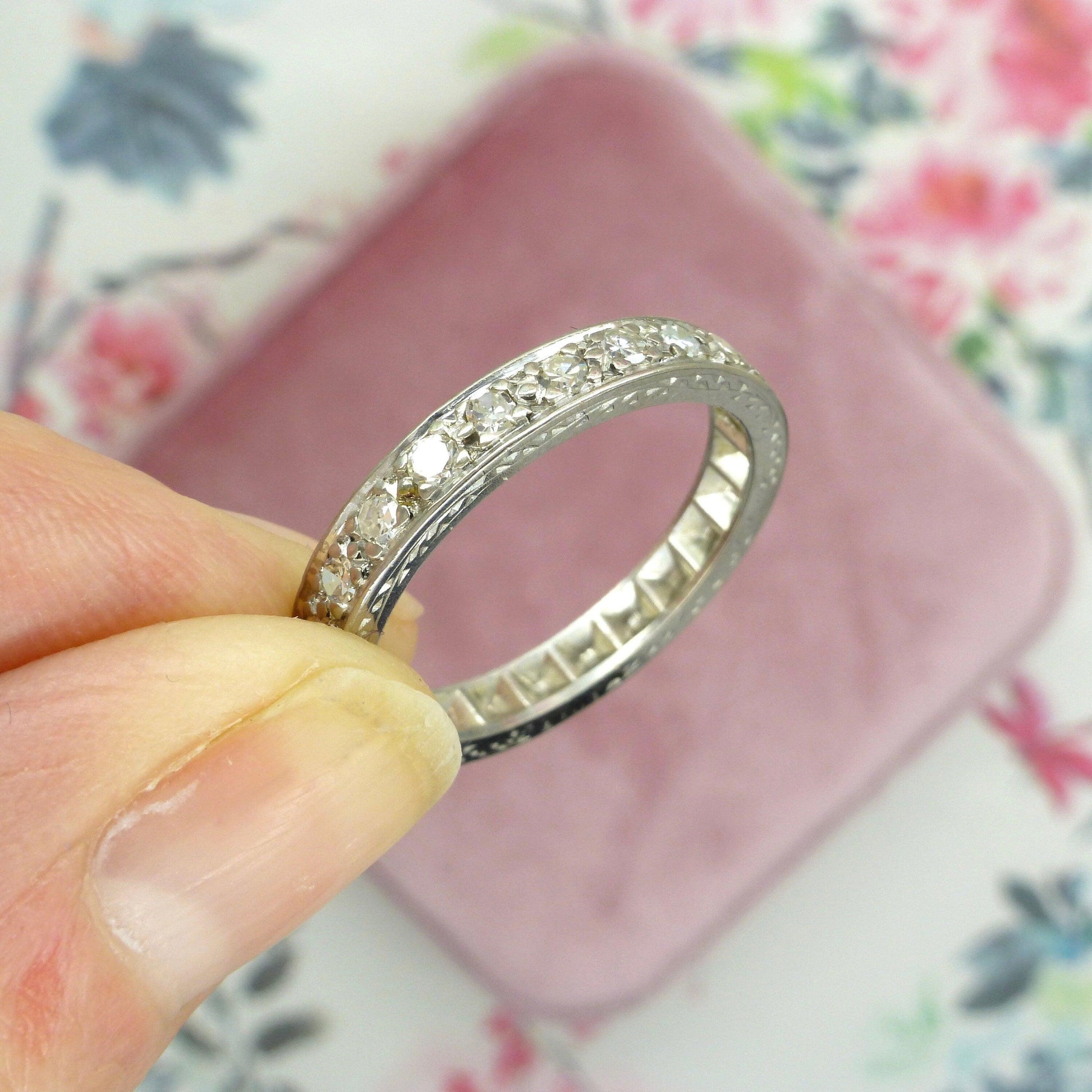 Vintage 18ct white gold Diamond half eternity ring 0.33ct ~ size P 1/2 / 7.75