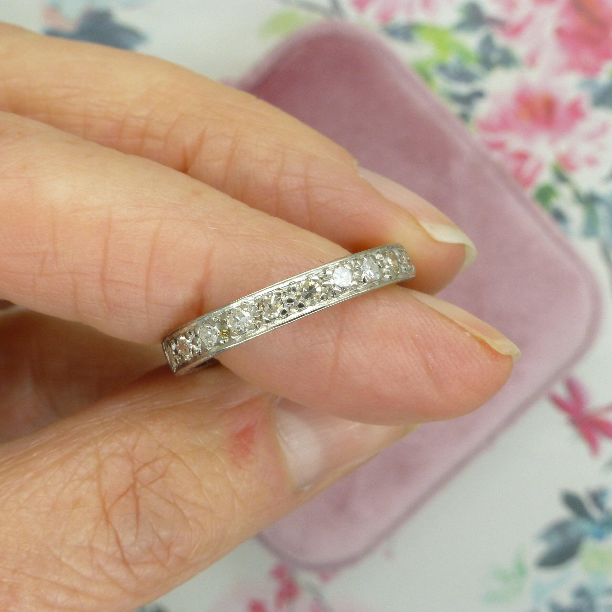 Vintage 18ct white gold Diamond half eternity ring 0.33ct ~ size P 1/2 / 7.75
