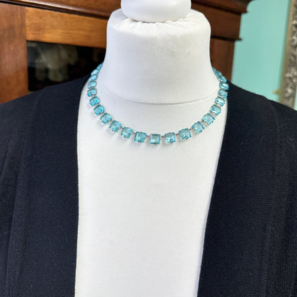 Antique Art Deco crystal glass paste open back rivière necklace c1920's