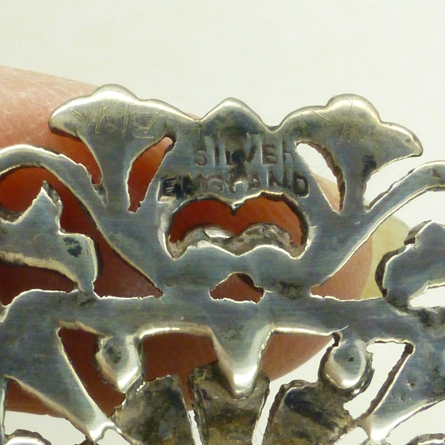 Vintage silver macasite & faux pearl brooch c1930's