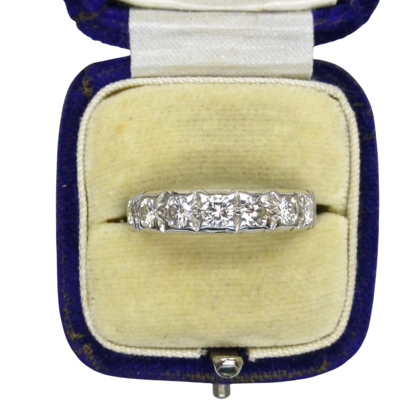 Vintage 18ct white gold diamond half eternity wedding ring 1.00ct