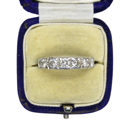 Vintage 18ct white gold diamond half eternity wedding ring 1.00ct