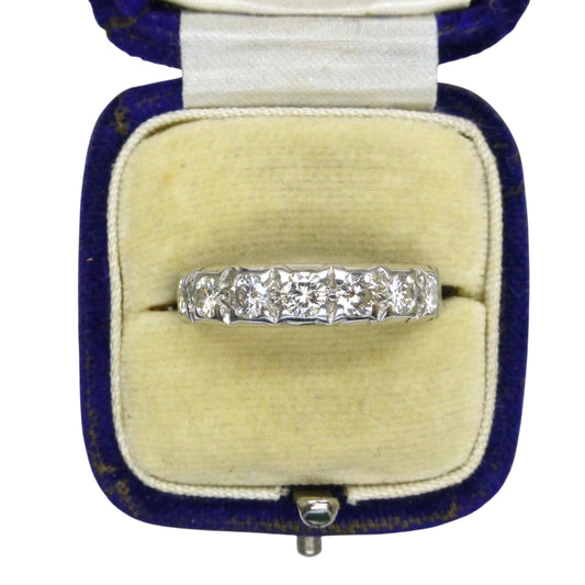 Vintage 18ct white gold diamond half eternity wedding ring 1.00ct