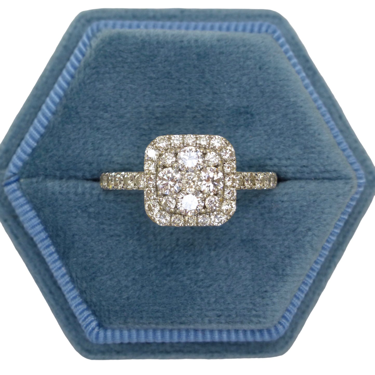 Vintage 18ct white gold diamond cluster engagement ring ~ With Valuation report