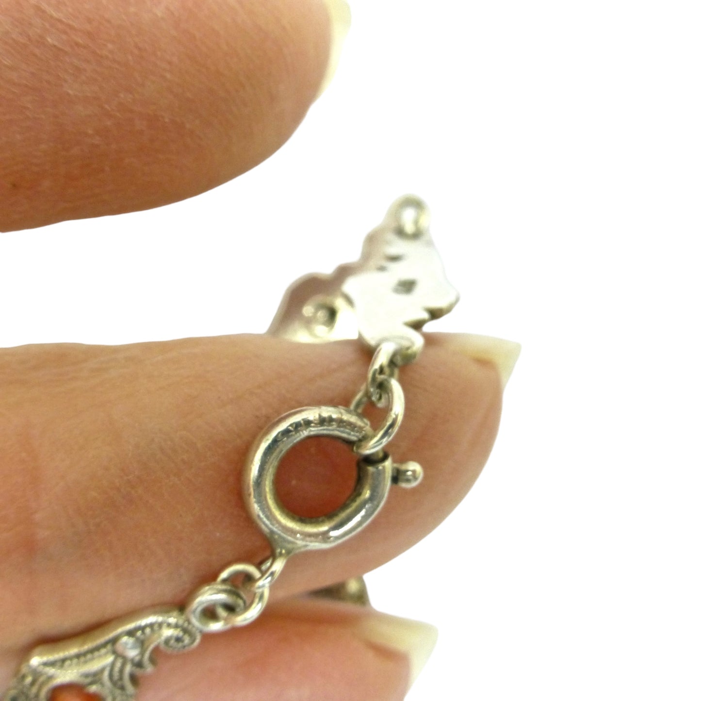 Antique Art Deco silver marcasite and coral necklace c1920's