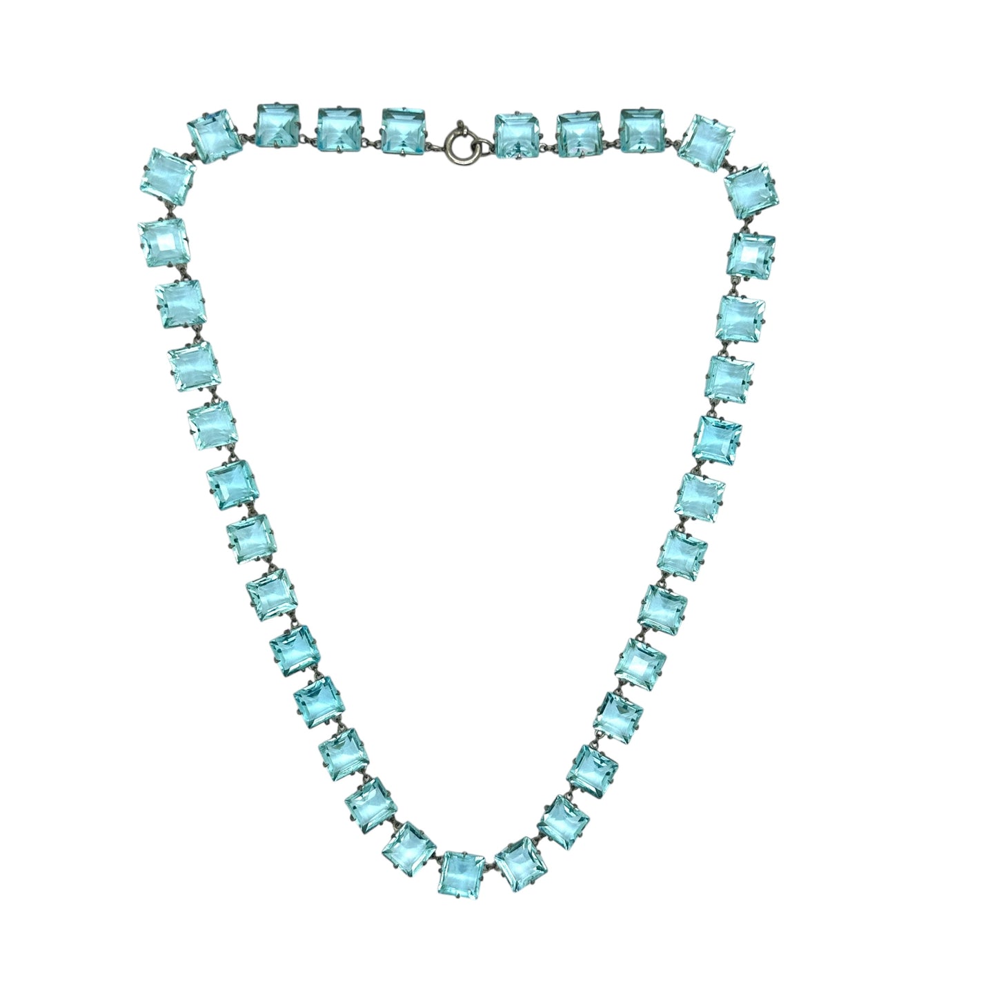 Antique Art Deco crystal glass paste open back rivière necklace c1920's